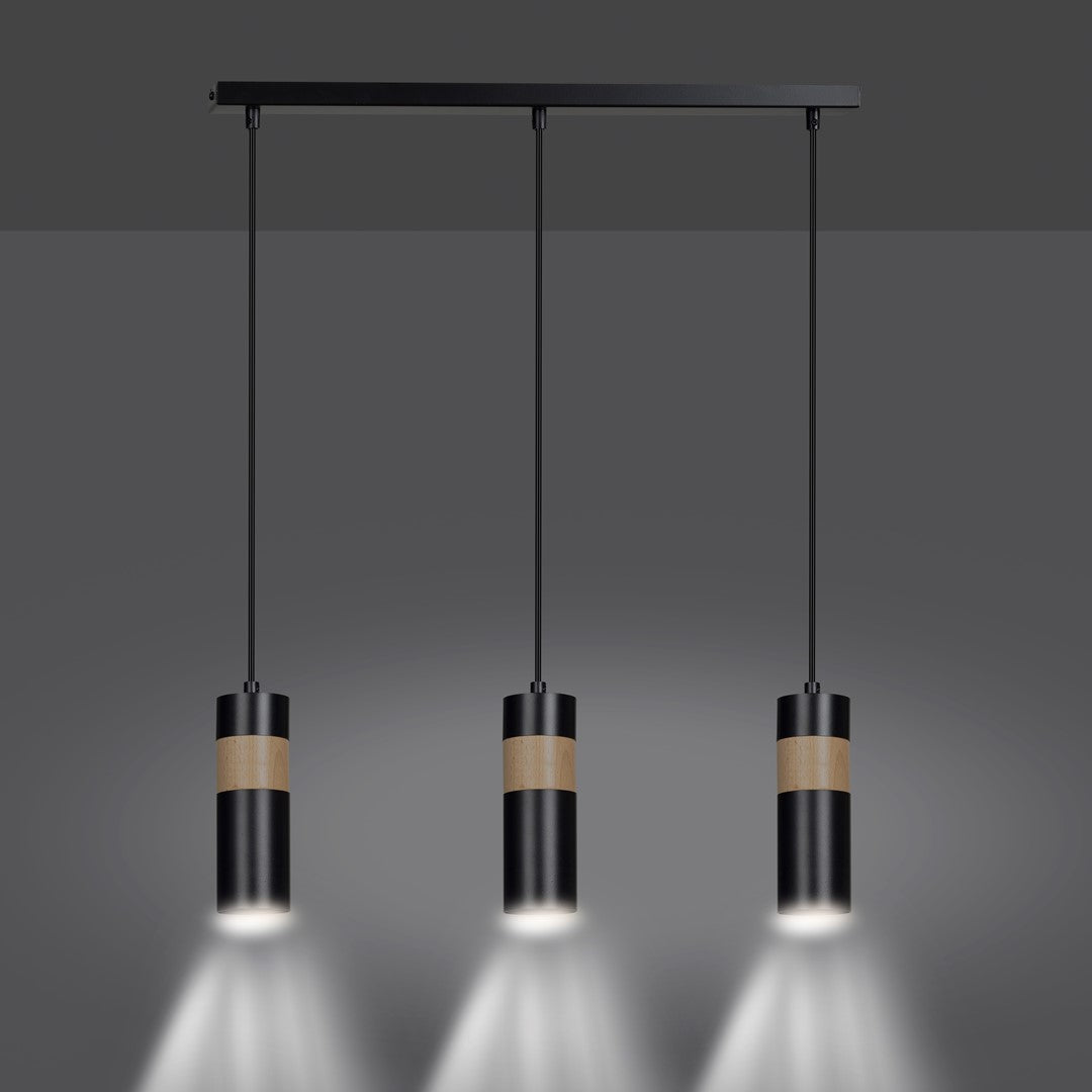 Lustra suspendata cu 3 pendule AKARI 3 neagra