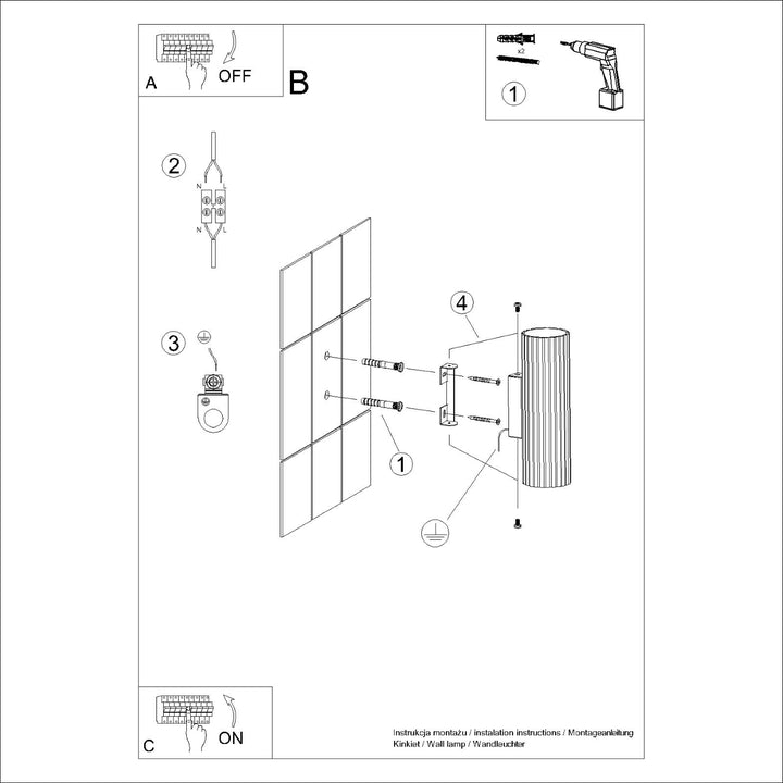 Lampa de perete KARBON 20 aur