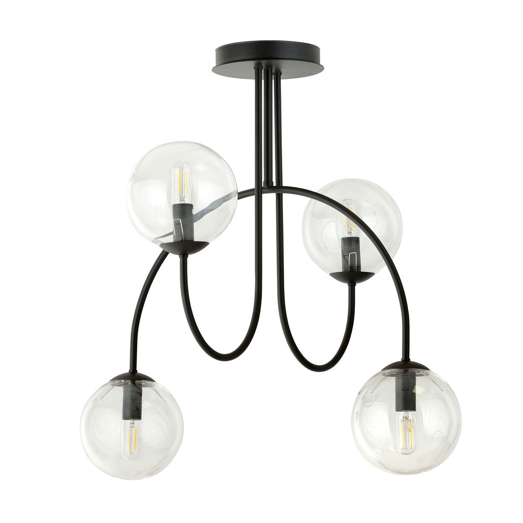 Lustra ARCHI 4A neagra cu abajur transparent