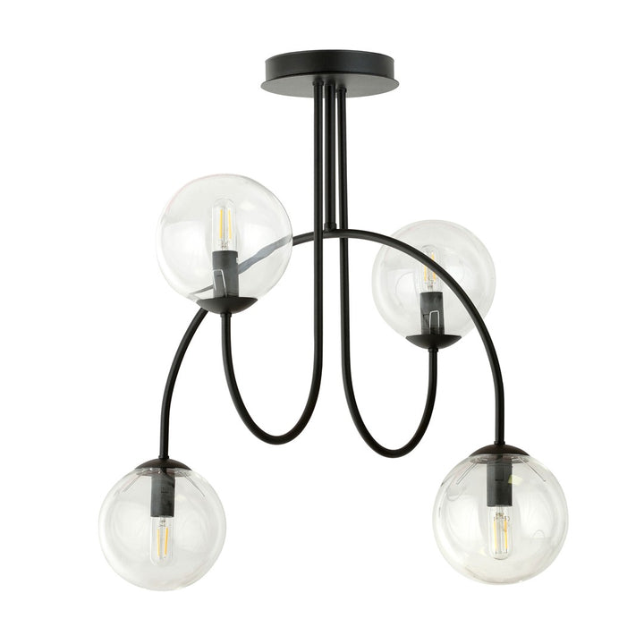 Lustra ARCHI 4A neagra cu abajur transparent