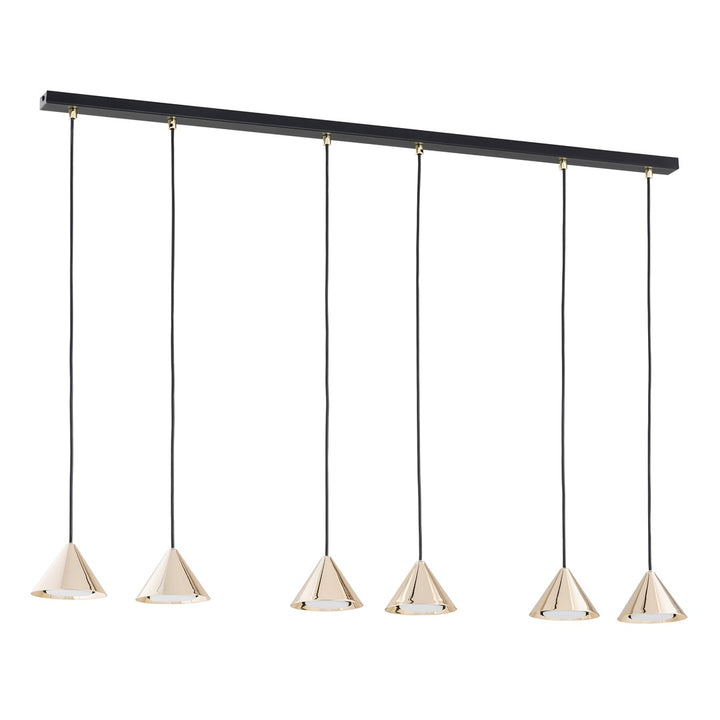 Lustra suspendata cu abajur conic ELIT 6 neagra cu auriu