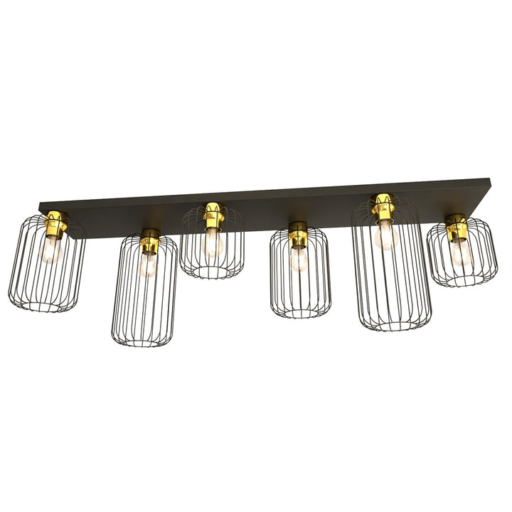 Plafoniera BARN 6 negru cu auriu
