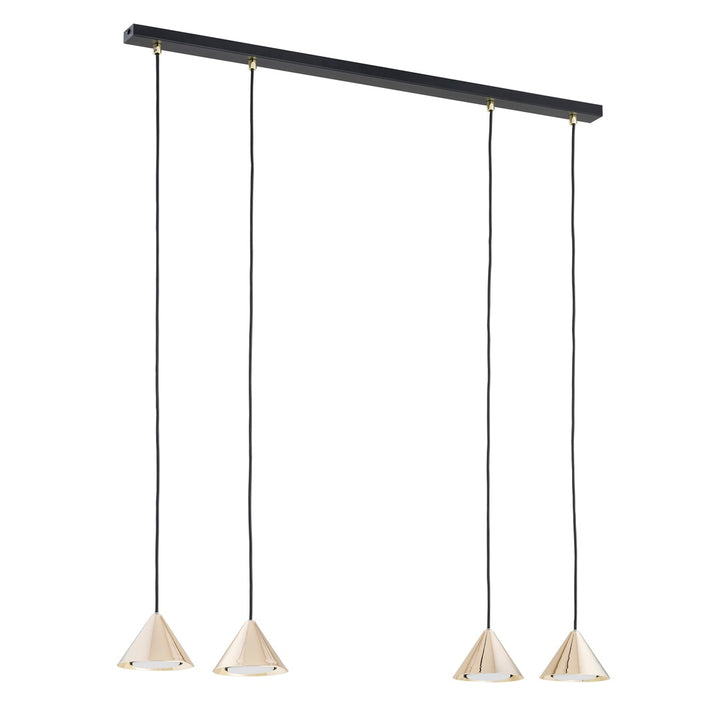 Lustra suspendata cu abajur conic ELIT 4 neagra cu auriu