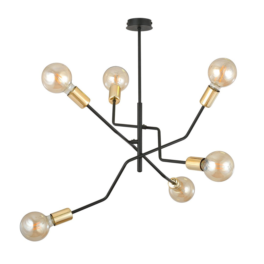 Lustra BOLT 6 neagra cu auriu