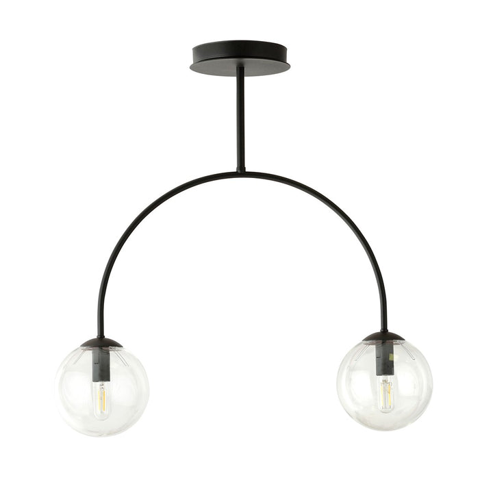 Lustra ARCHI 2 neagra cu abajur transparent