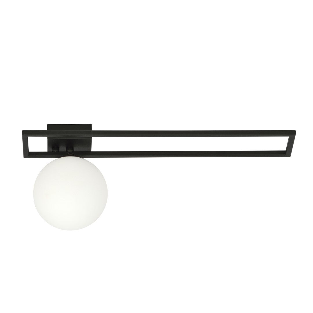Plafoniera IMAGO 1C neagra cu abajur opal