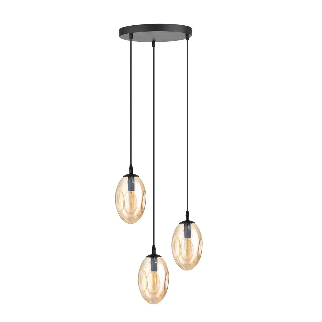 Lustra suspendata ASTRAL 3 neagra PREMIUM chihlimbar