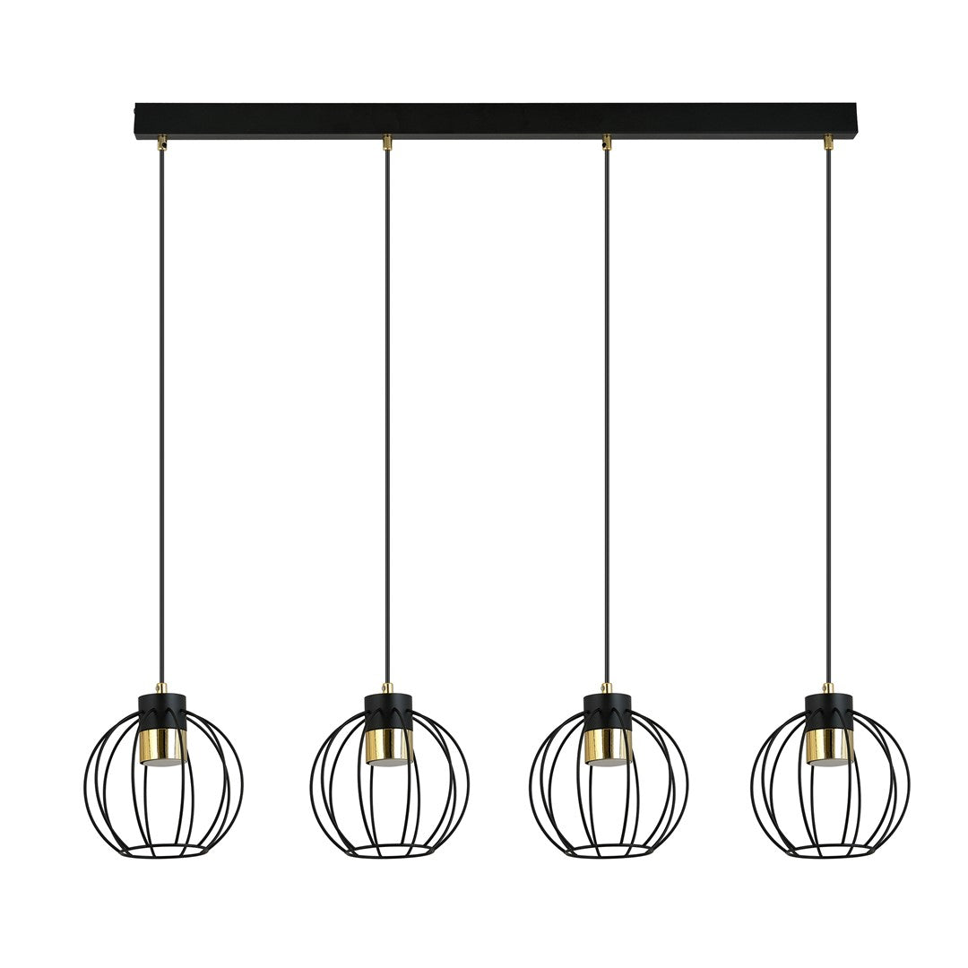 Lustra suspendata cu 4 pendule AJAX 4 neagra/auriu