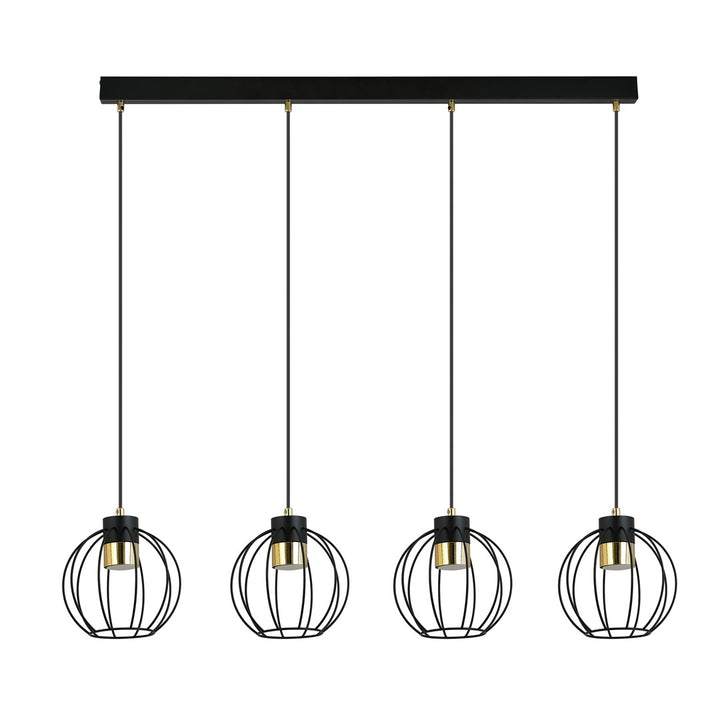 Lustra suspendata cu 4 pendule AJAX 4 neagra/auriu