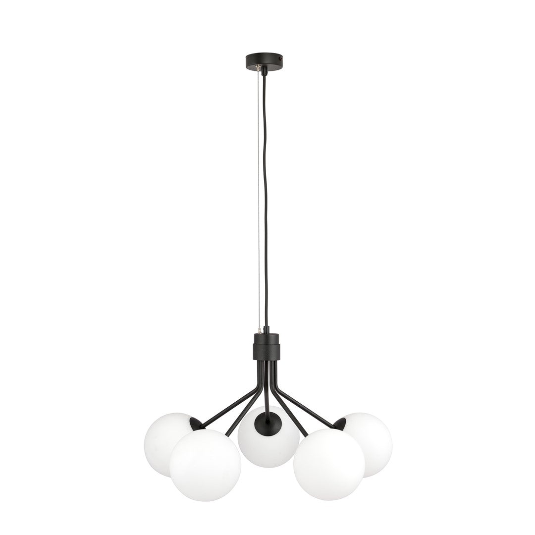 Lustra suspendata NOVA 5 neagra/opal