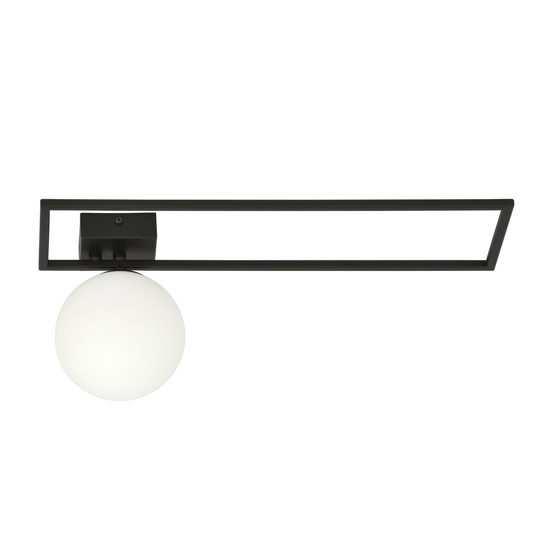 Plafoniera IMAGO 1B neagra cu abajur opal