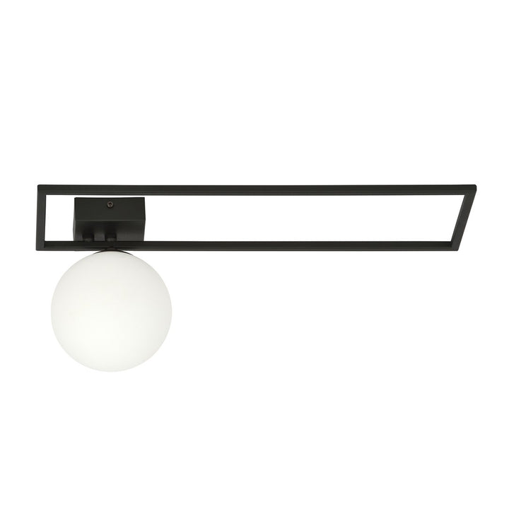 Plafoniera IMAGO 1B neagra cu abajur opal