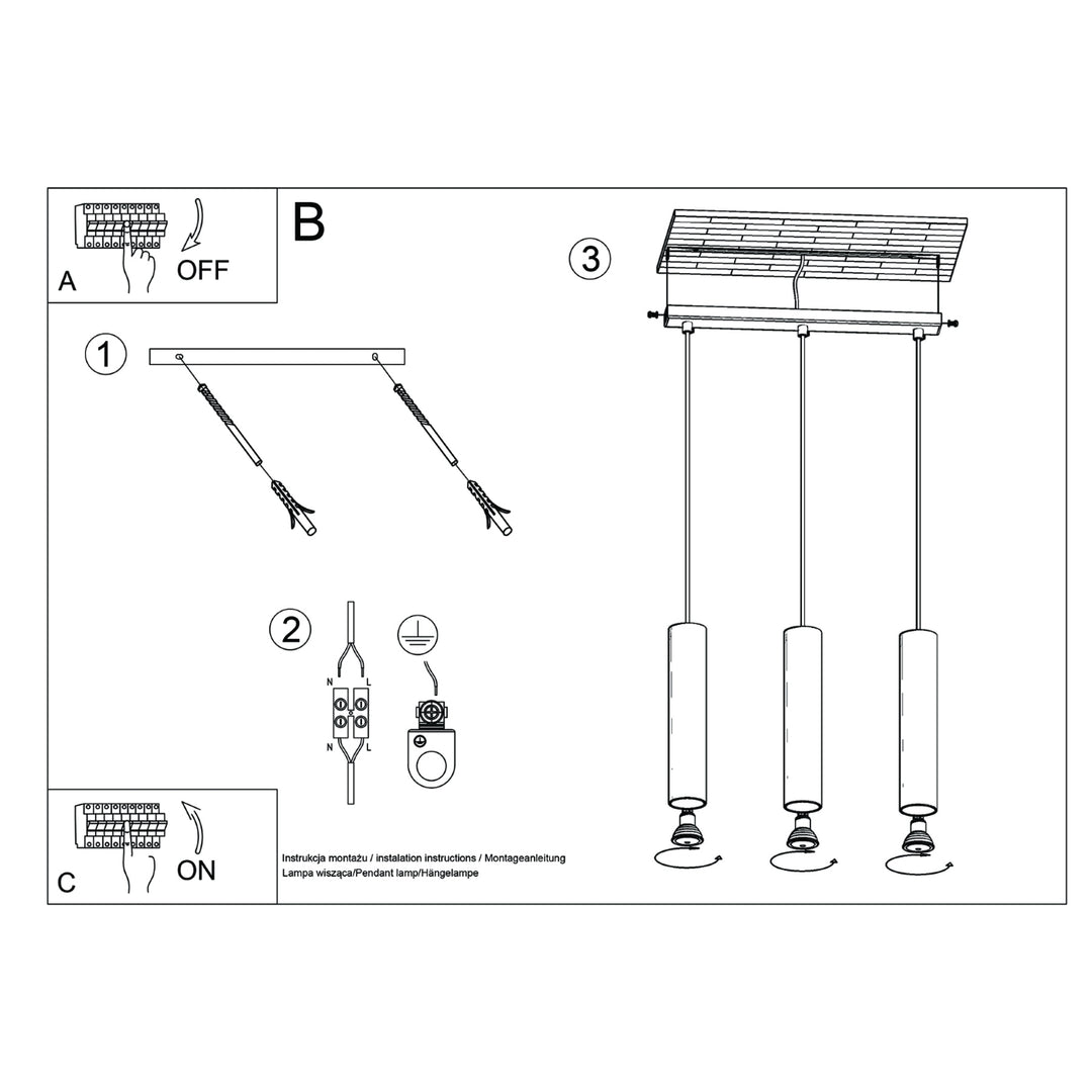 Lampa suspendata LAGOS 3L verde masliniu