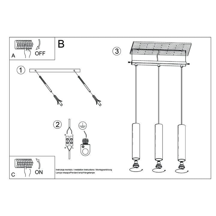 Lampa suspendata LAGOS 3L verde masliniu