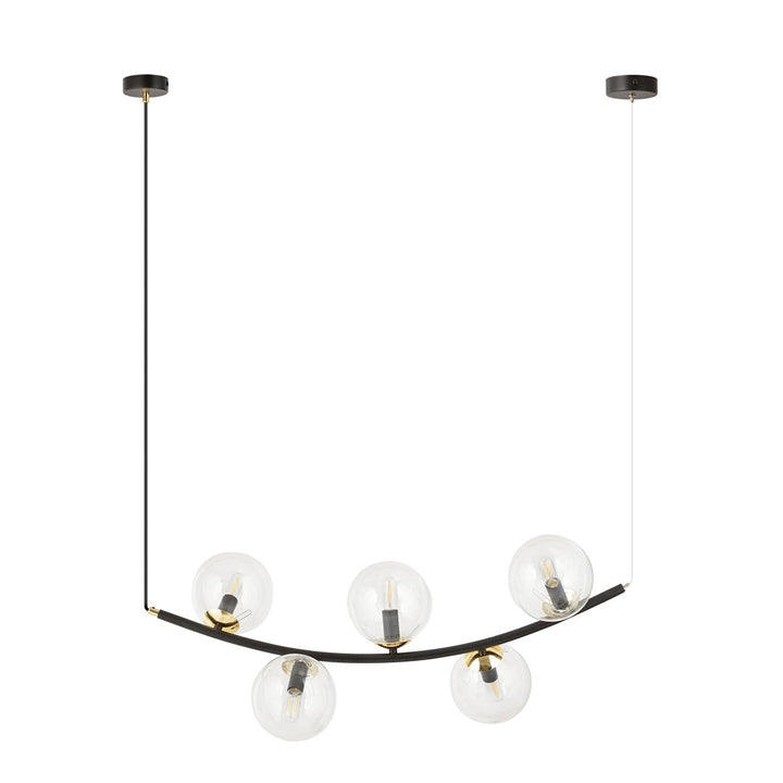Lustra suspendata RITZ 5 neagra cu abajur transparent