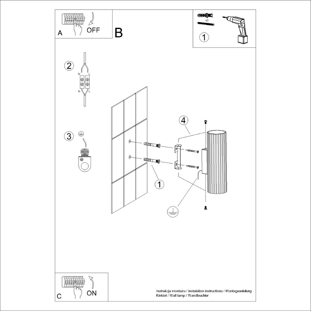 Lampa de perete KARBON 20 alb