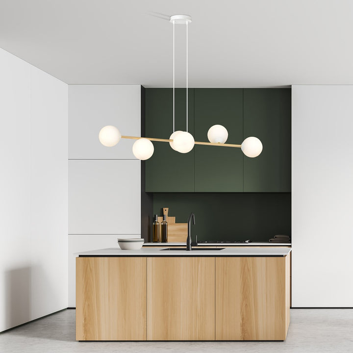 Lustra suspendata GRAVITY 6 alba auriu