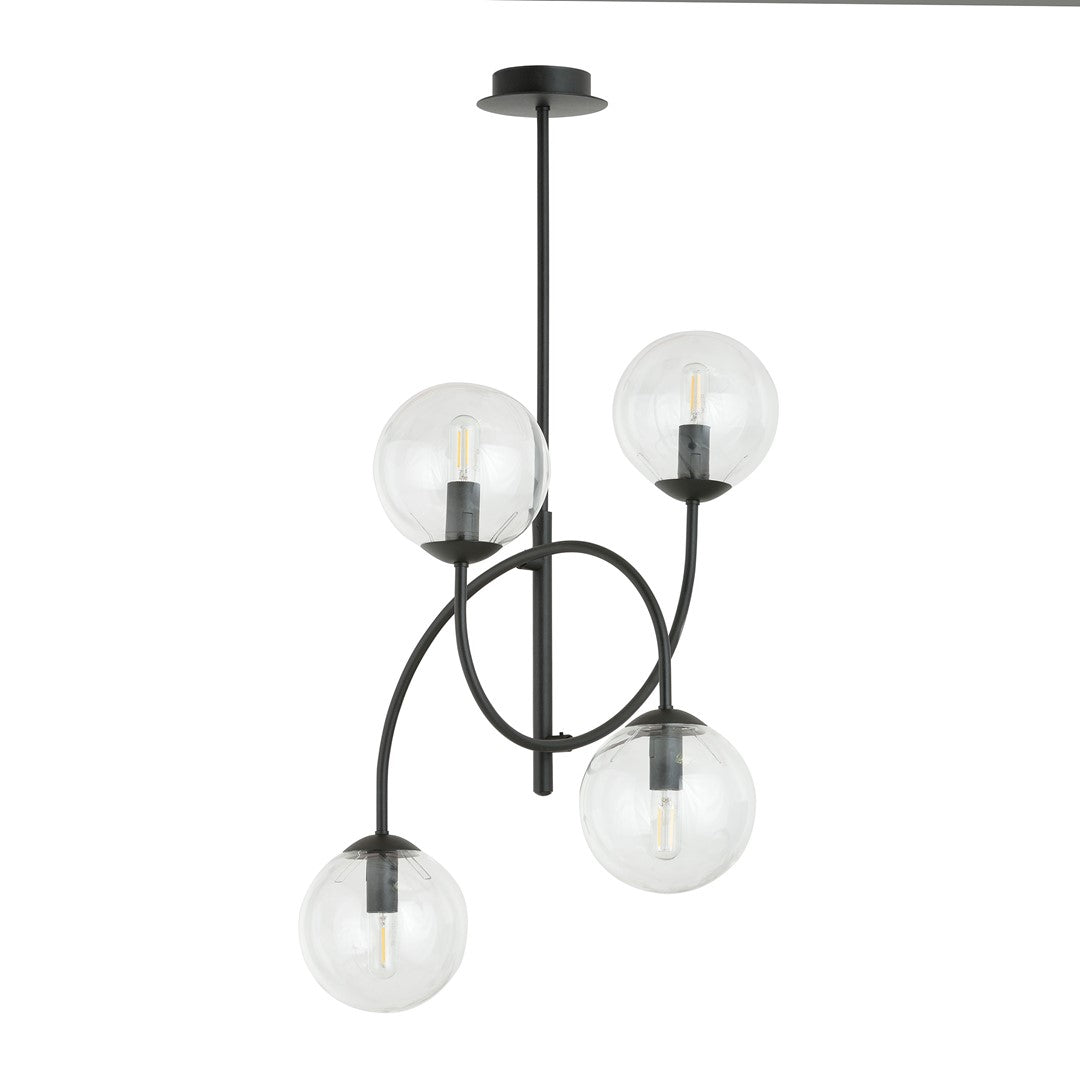 Lustra ARCHI 4B neagra cu abajur transparent