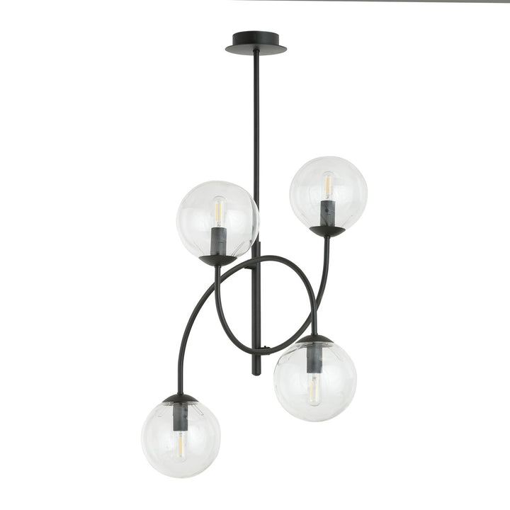 Lustra ARCHI 4B neagra cu abajur transparent