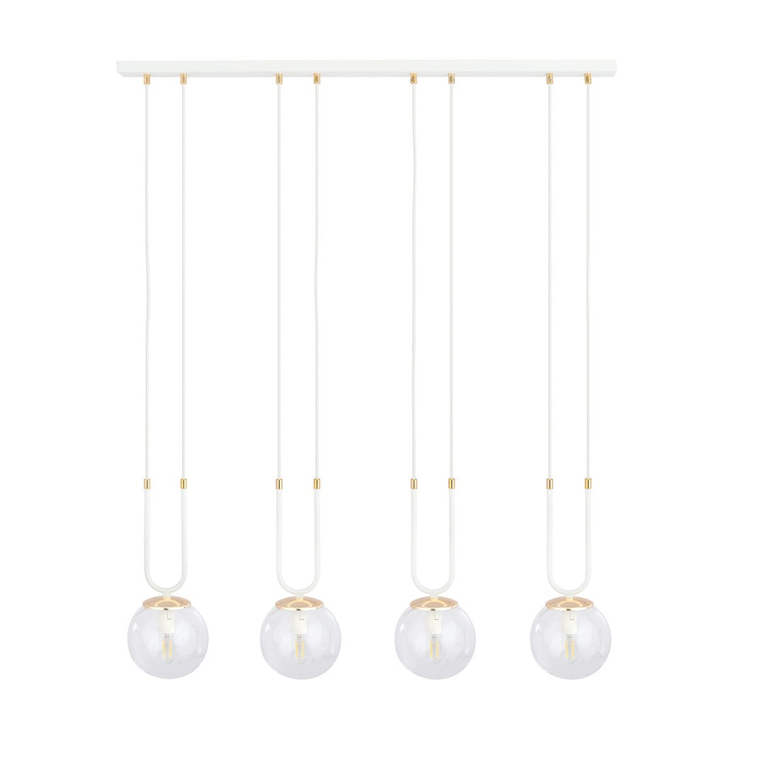 Lustra suspendata GLAM 4 alba/cu abajur transparent