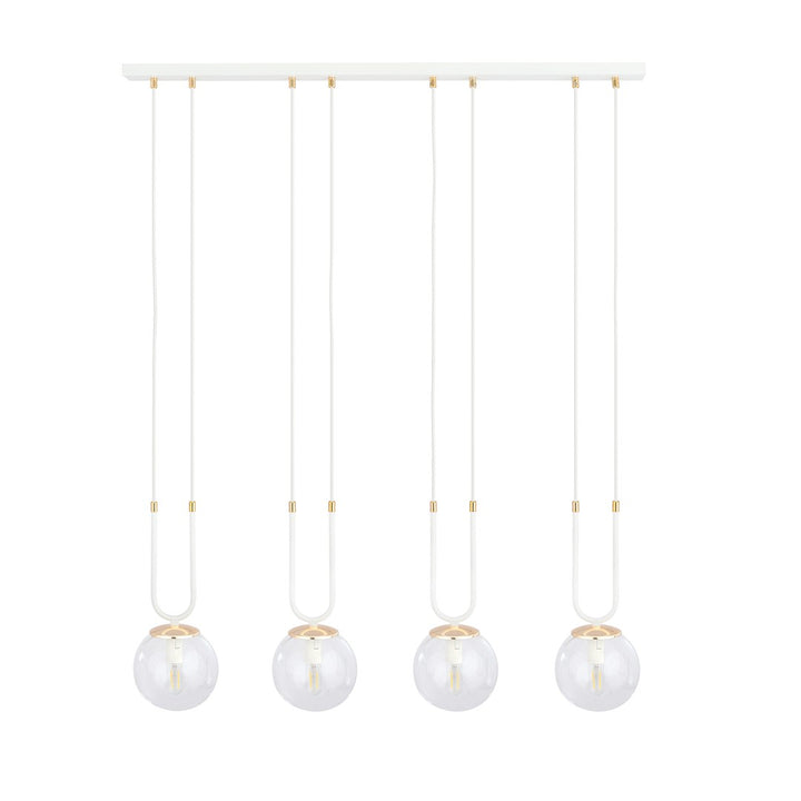 Lustra suspendata GLAM 4 alba/cu abajur transparent