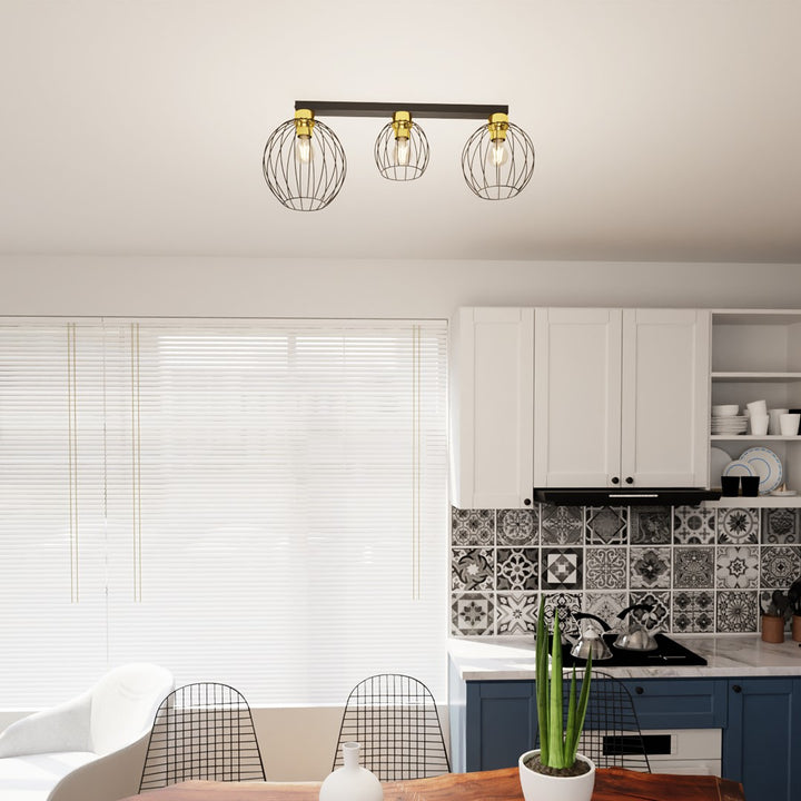 Plafoniera NEST 3 neagra cu auriu