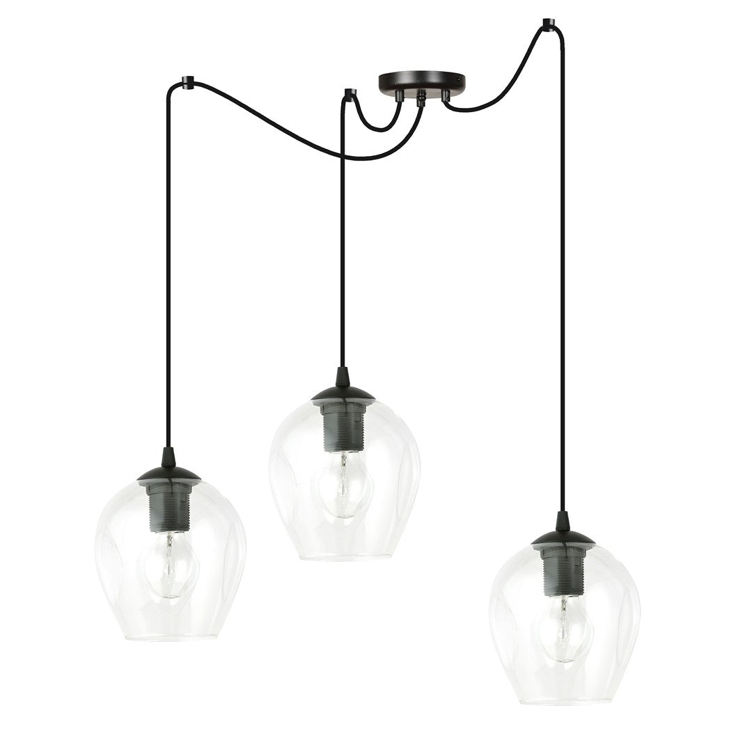 Lustra suspendata LEVEL 3 neagra cu abajur transparent