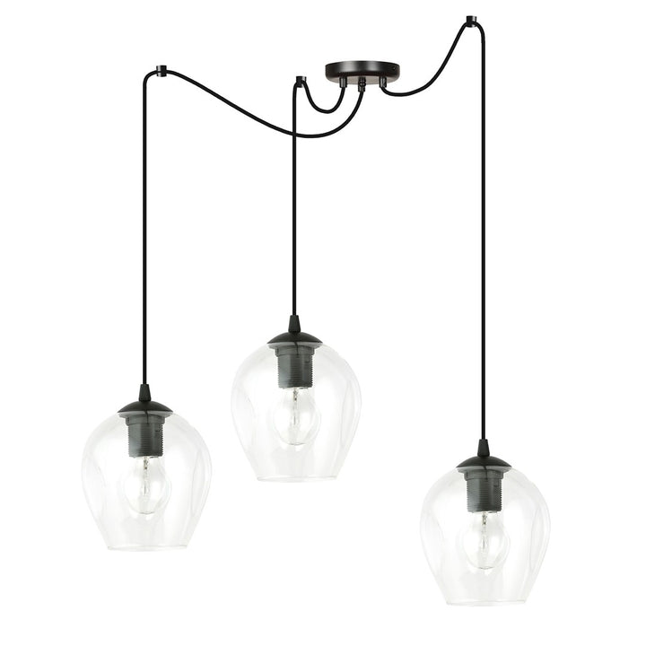 Lustra suspendata LEVEL 3 neagra cu abajur transparent