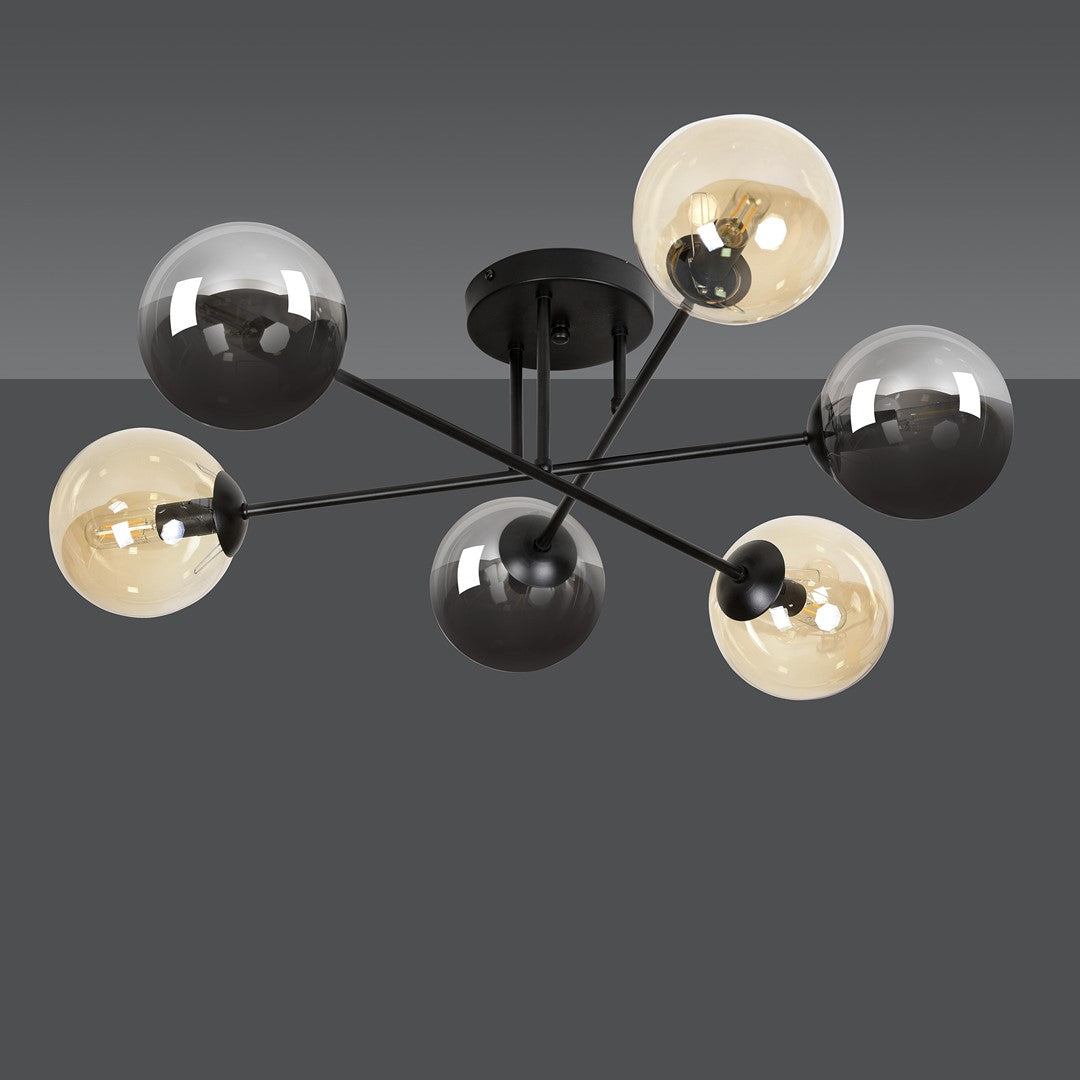Plafoniera BRENDI 6B neagra MIX 3