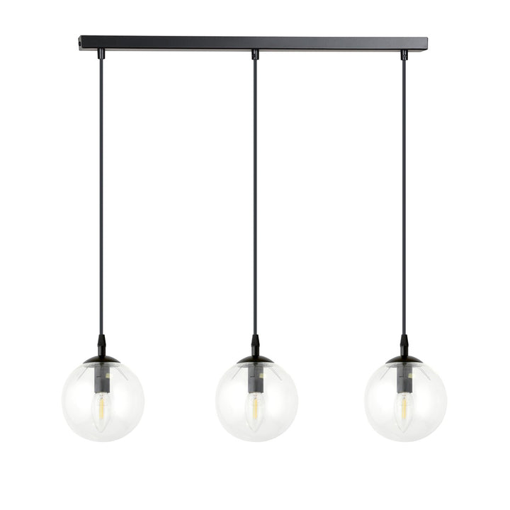 Lustra suspendata cu 3 pendule COSMO 3 neagra cu abajur transparent