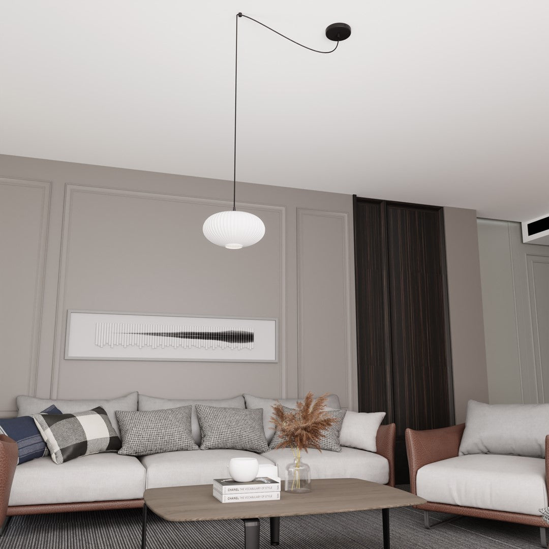 Pendul ORIGO 1 negru cu abajur opal