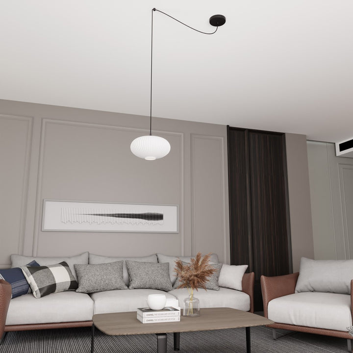Pendul ORIGO 1 negru cu abajur opal