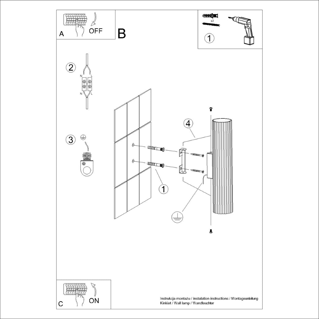 Lampa de perete KARBON 30 negru