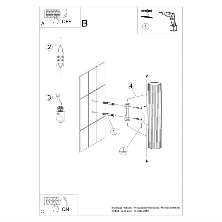 Lampa de perete KARBON 30 negru