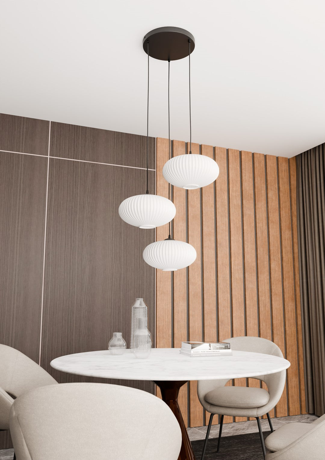 Lustra suspendata cu 3 pendule COCO 3 neagra PREM  opal