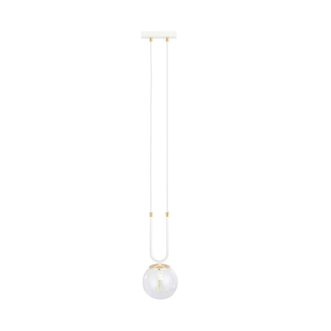 Pendul GLAM 1 alb cu abajur transparent