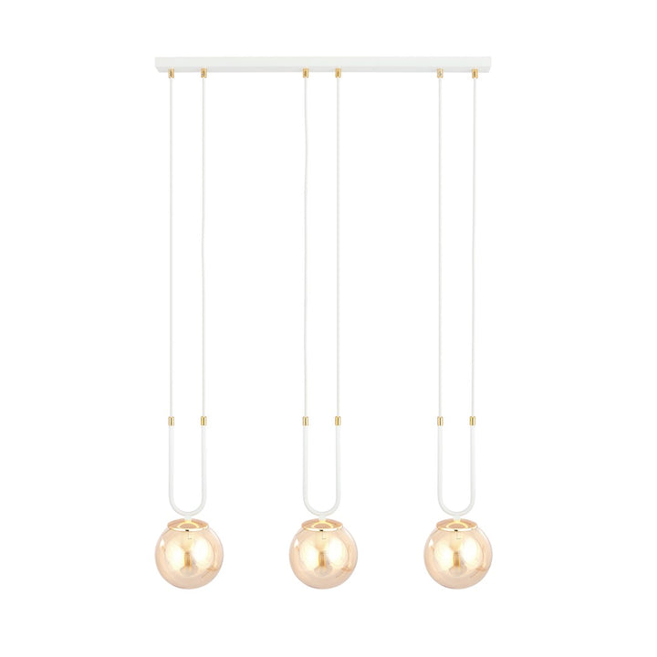 Lustra suspendata GLAM 3 alba/chihlimbar