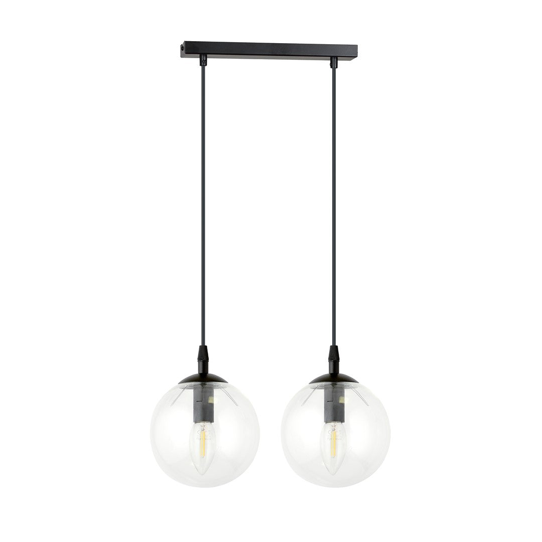Lustra suspendata cu 2 pendule COSMO 2 neagra cu abajur transparent