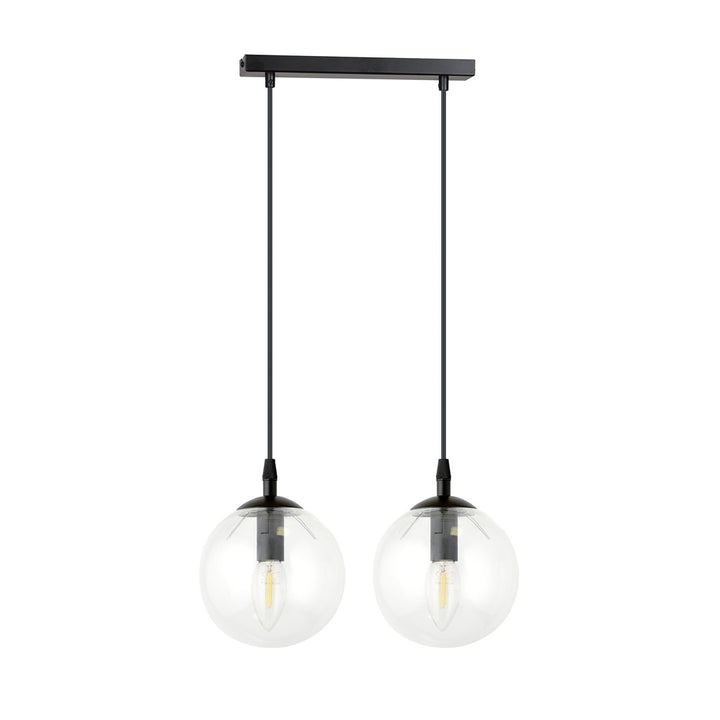 Lustra suspendata cu 2 pendule COSMO 2 neagra cu abajur transparent
