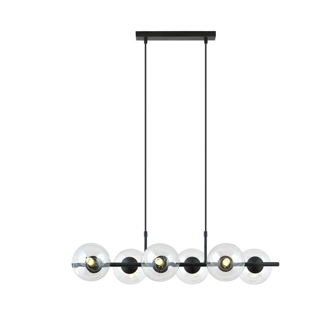 Lustra suspendata RORY 6 cu abajur transparent