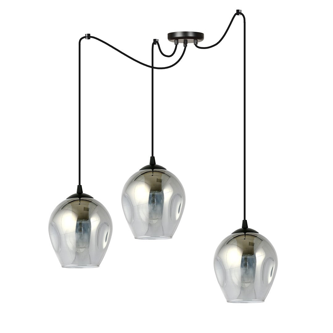 Lustra suspendata LEVEL 3 neagra cu abajur grafit