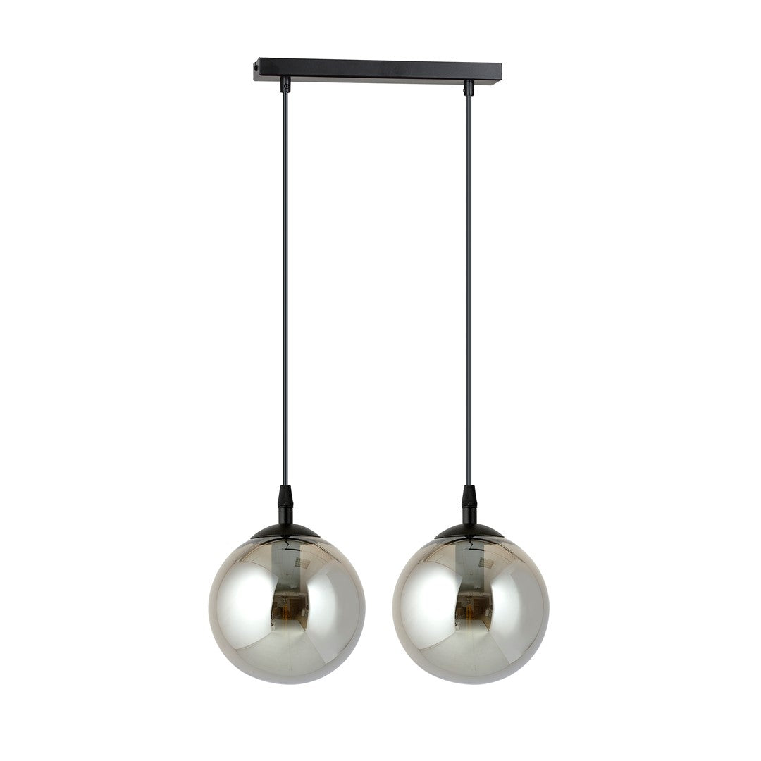 Lustra suspendata cu 2 pendule COSMO 2 neagra cu abajur grafit
