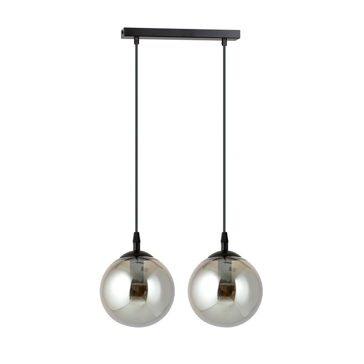 Lustra suspendata cu 2 pendule COSMO 2 neagra cu abajur grafit