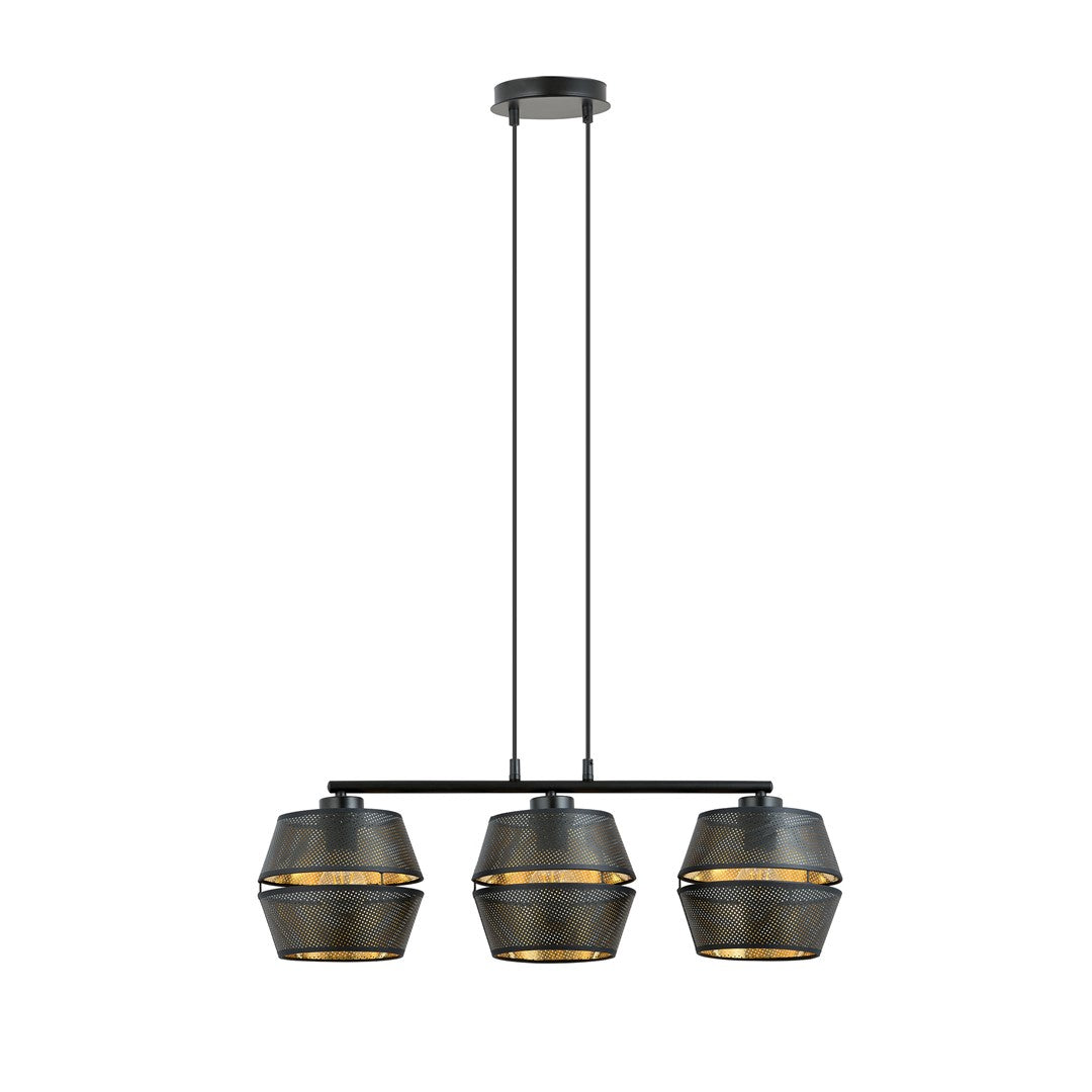 Lustra suspendata MALIA 3 neagra/auriu