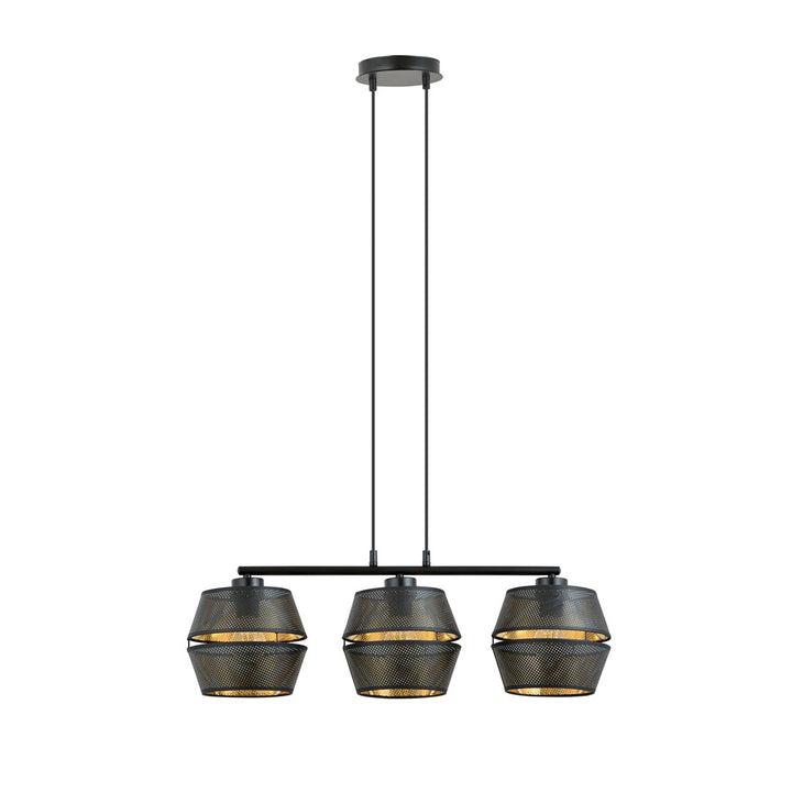 Lustra suspendata MALIA 3 neagra/auriu
