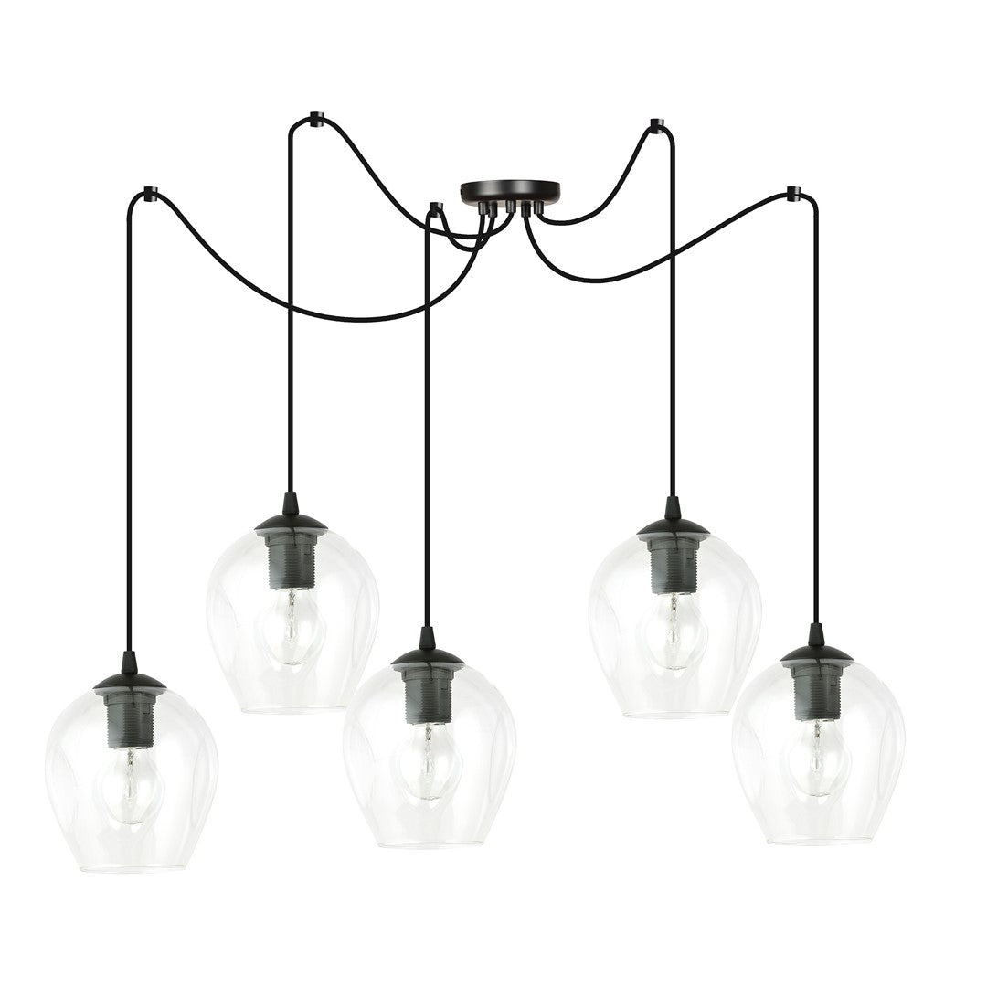 Lustra suspendata LEVEL 5 neagra cu abajur transparent