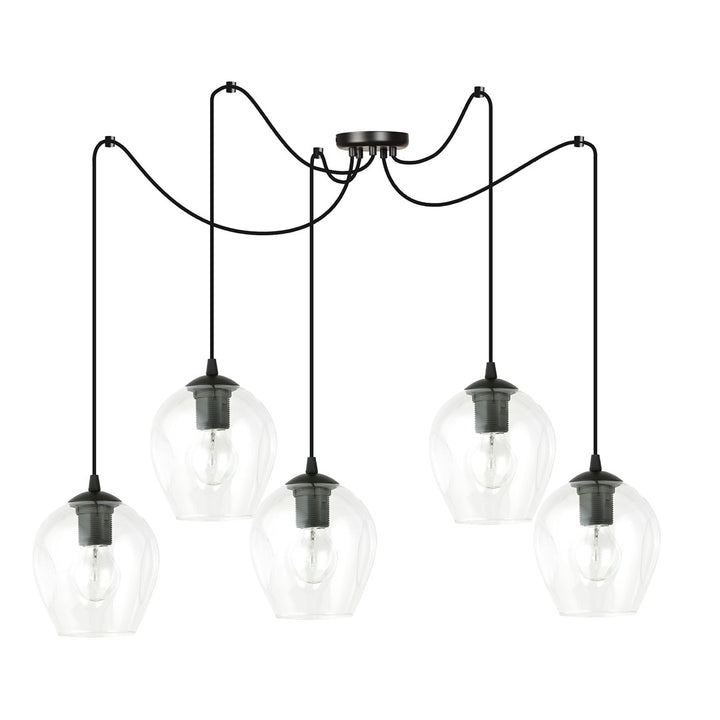 Lustra suspendata LEVEL 5 neagra cu abajur transparent