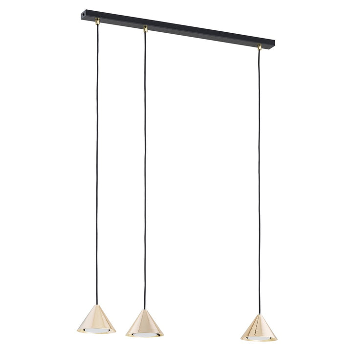 Lustra suspendata cu abajur conic ELIT 3 neagra cu auriu