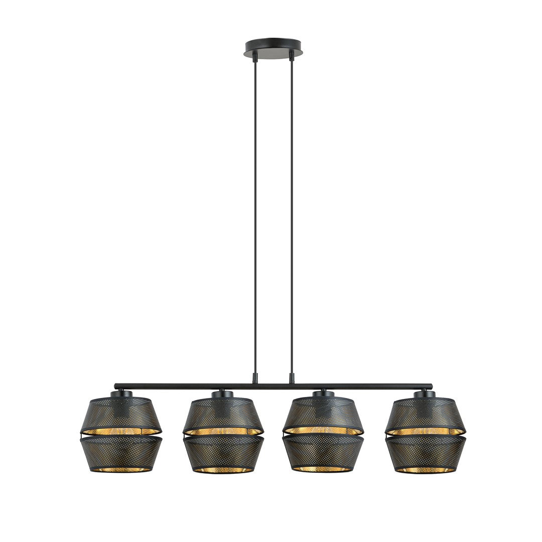 Lustra suspendata MALIA 4 neagra/auriu