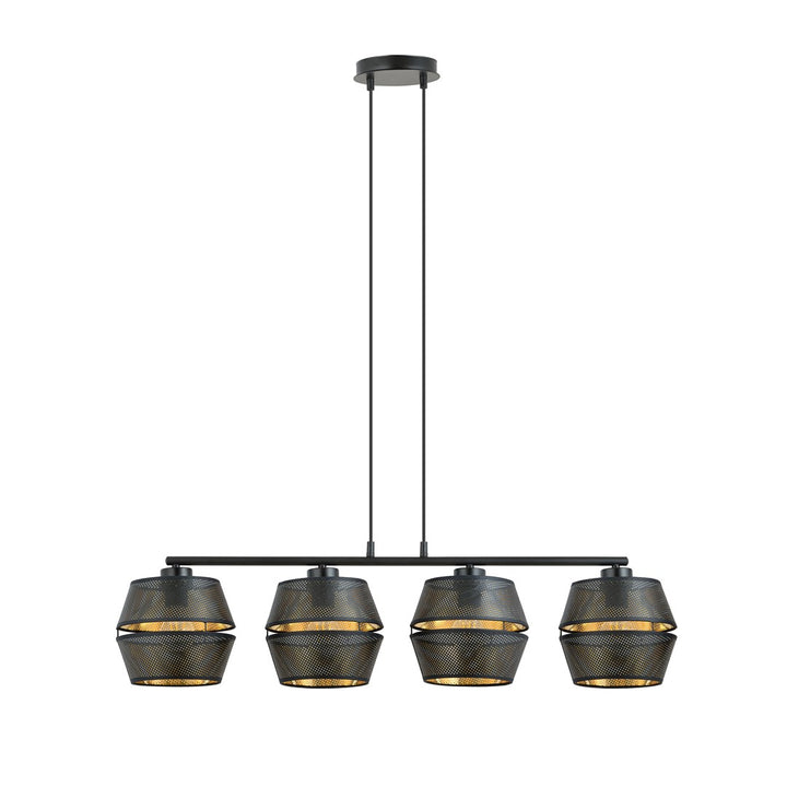 Lustra suspendata MALIA 4 neagra/auriu